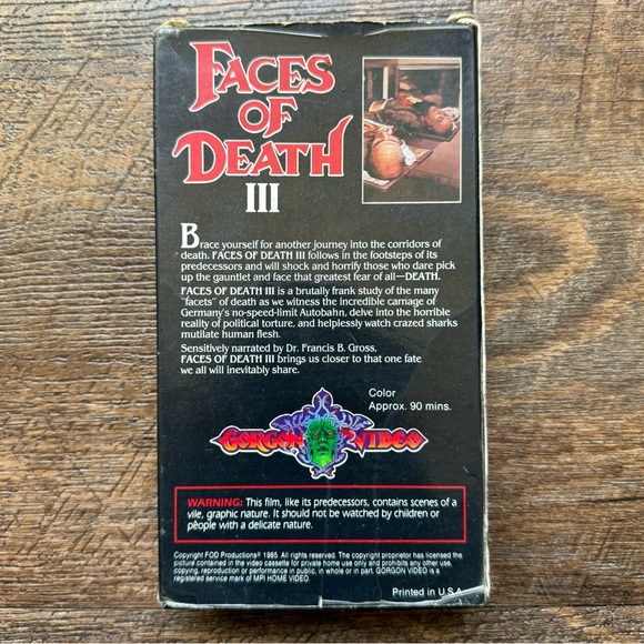 VTG Rare Faces Of Death 3, The Final Assault By Alan Black x Gorgon Video - Picture 8 of 16